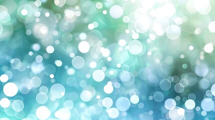Illustrate a series of soft-focus bokeh lights in shades of blue and green, white background