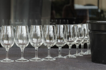 Empty Wine Glasses at a Winery Tasting Event
