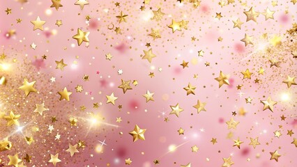 Golden Sparkles on Pink Pastel Trendy Background: Festive Backdrop. Perfect for: Birthdays, Christmas, Valentine's Day, Festive decorations, Holiday promotions, Party backdrops, Celebration themes.