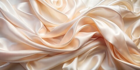 Fototapeta premium Luxurious Peach and Pink Silk Satin Fabric Background. Perfect for: Baby Birthdays, Newborn Announcements, Weddings, Luxury product displays, Elegant invitations, Baby shower decor.