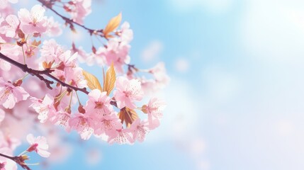 Obraz premium Beautiful blooming almond tree with flowers in full bloom. Concept for Spring.