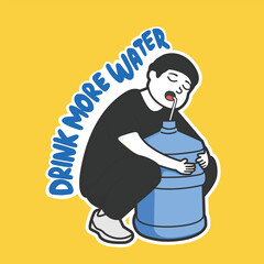 Drink More Water Stay Hydrated Vector Cute Illustration