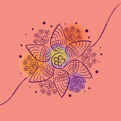 Traditional Indian Wristband (Rakhi) Symbolizing Love Between Siblings, Raksha Bandhan Greeting Card.