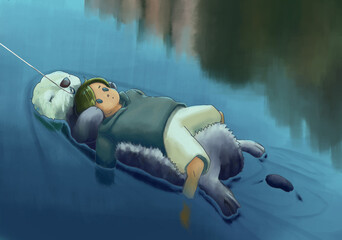 ラッコと少年の川下り