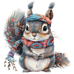 Obraz premium Squirrel modern boho fashion 