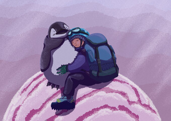 ペンギンとうたた寝