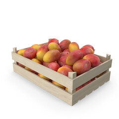 High-Resolution Wooden Crates with Yellow Mango PNG Image for Fresh Fruit and Packaging Illustrations
