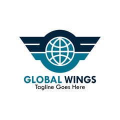 Global wings design logo template illustration