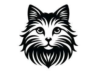 Cat head silhouette vector illustration.  Cat vector illustration silhouette laser cutting black and white shape