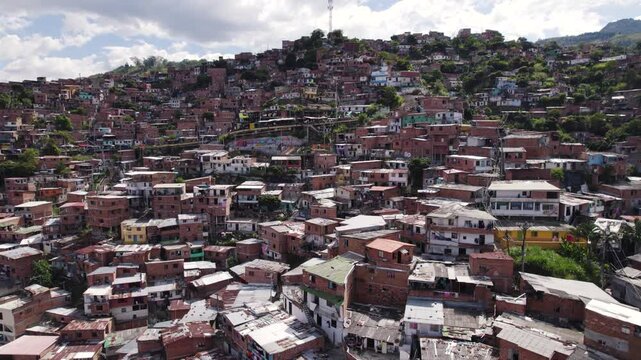 Aerial Drone Flyover Famous Comuna 13 Community, Medellin Colombia
