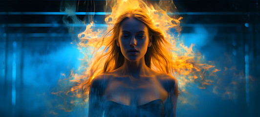 The swimming pool is shown In the middle of the photo beauty women, ai generative