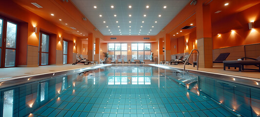 The swimming pool is shown In the middle of the photo beauty women, ai generative