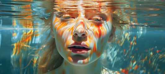 The swimming pool is shown In the middle of the photo beauty women, ai generative