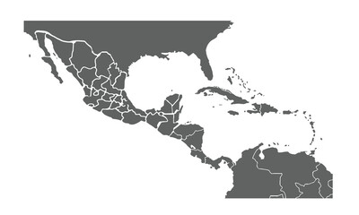central america map isolated on white background. for website layouts, background, education, precise, customizable, Travel worldwide, map silhouette backdrop, earth geography, political, reports.