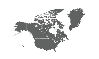 North america region isolated on white background. for website layouts, background, education, precise, customizable, Travel worldwide, map silhouette backdrop, earth geography, political, reports.