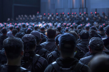 gaming event crowd top view esport audience engagement digital binary as object Monochromatic Color Scheme