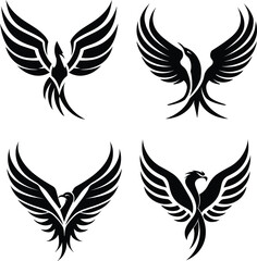 Graceful bird silhouette vector, modern art, simple and sleek