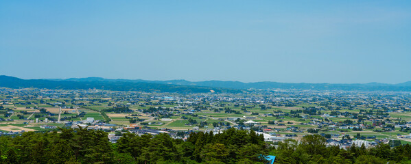 Tonami Plain in Toyama, Japan. Scattered Villages....