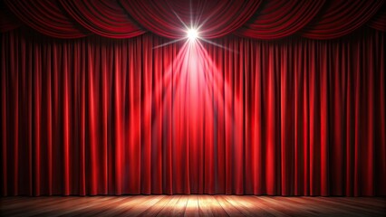 Red stage curtain with spotlight, theater, performance, drama, event, entertainment, show, stage, spotlight