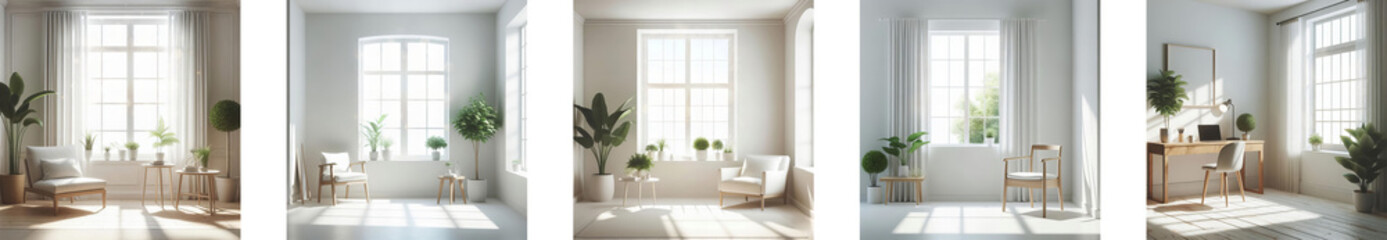 Fototapeta premium Minimalist White Space 5 set Serene Minimalist Living