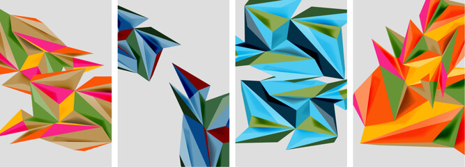 Set of mosaic triangle pattern abstract posters. Vector illustration For Wallpaper, Banner, Background, Card, Book Illustration, landing page