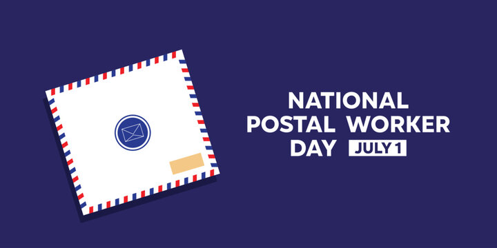 National Postal Worker Day. Great for cards, banners, posters, social media and more. Blue background. 
