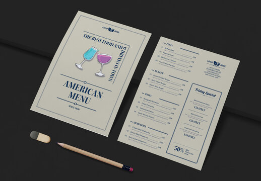 Vintage Menu Layout