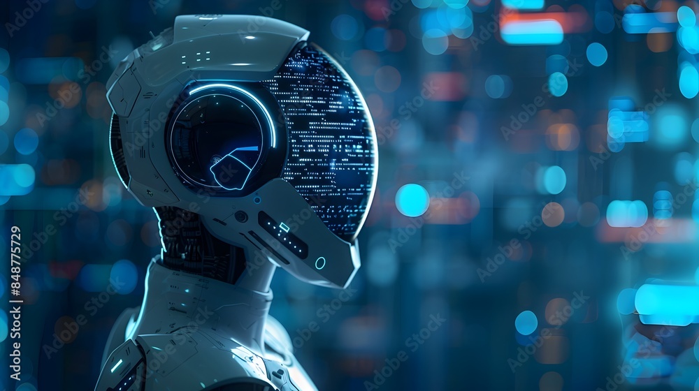 Poster ai powered virtual assistant helping user manage daily tasks with holographic interface