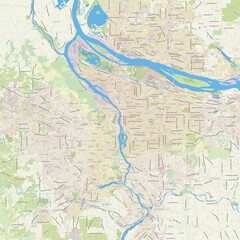Detailed labeled map of Portland, Oregon, USA