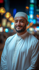 Fototapeta premium cool Asian Muslim guy ai generated