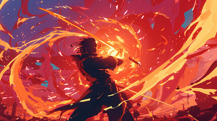 epic scene of anime male dagger expert