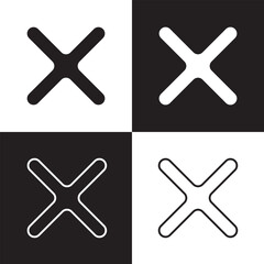 Obraz premium Close icon set. Delete icon vector. cross sign. isolated on white and black background. EPS 10