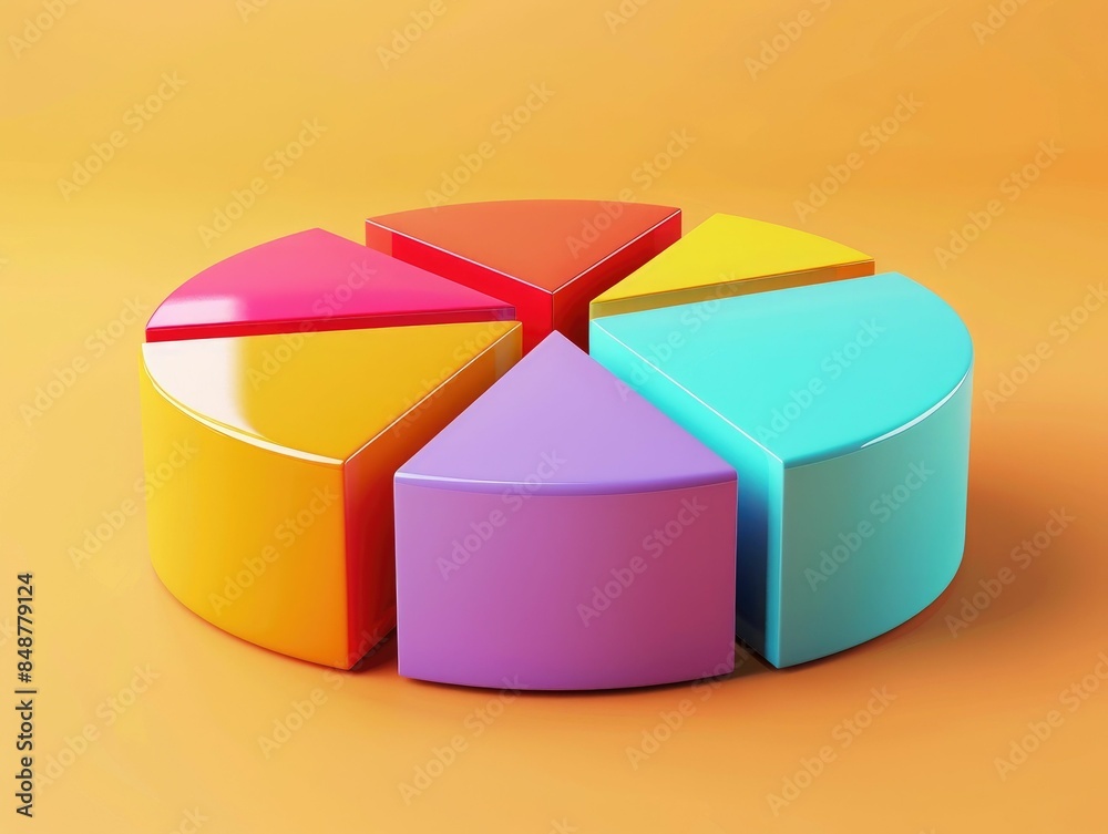 Poster vibrant 3d pie chart graphic in pastel colors symbolizing business data analysis financial reporting