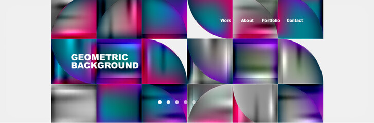 Obraz premium Round triangles and squares web site page template. Vector Illustration For Wallpaper, Banner, Background, Card, Book Illustration, landing page
