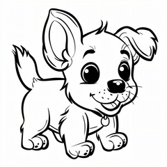 Fototapeta premium cartoon of a dog children coloring book page