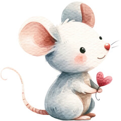 watercolor cute rat