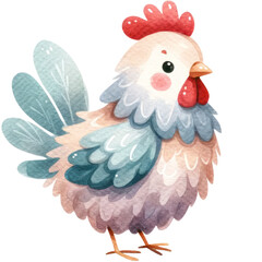 watercolor cute chicken