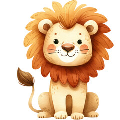 watercolor cute lion