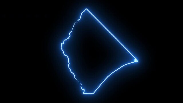 map of Horry County in south carolina with a blue glowing neon effect