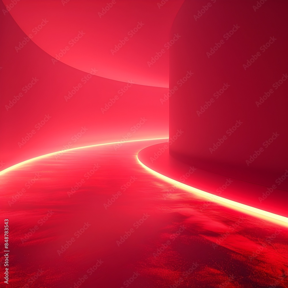 Wall mural vibrant neon red abstract background with smooth glowing transitions for dynamic product presentatio