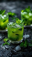 Fat-burning cocktail with green tea and mint