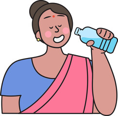 India people drink water in heat wave.