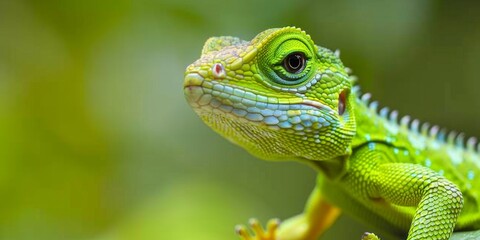 Fototapeta premium World Lizard Day, animal world, sunset, harmonious coexistence of characters and animals, nature, green plants, commemoration, festival, culture, belief, HD wallpaper, background, generated by AI.Sere