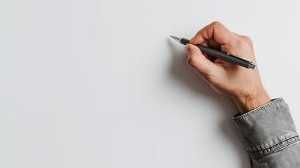 one hand writing on paper. ai generated