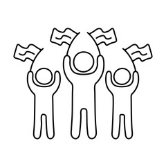 Flag waving man icon. Outline style icon design isolated background, pictogram, SVG vector illustration.