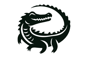 Crocodile silhouette vector illustration.  Vector of crocodile design on white background. Wild Animals. Reptile. Easy editable layered vector illustration.