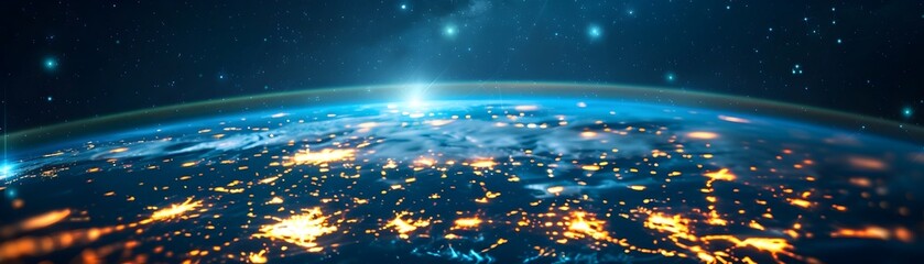 Interconnected Global Business Network with Illuminated World Map and Communication Lines