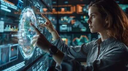 Professionals Utilizing Holographic Displays for Remote and Project Management in Futuristic Business Workspace