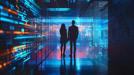 Professionals Collaborating Using Holographic Displays for Real Time Project Management in Digital Business Environment