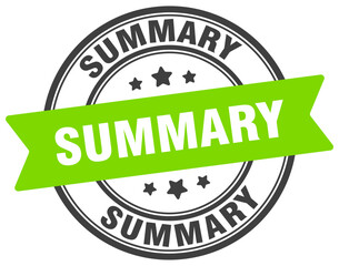 summary stamp. summary label on transparent background. round sign